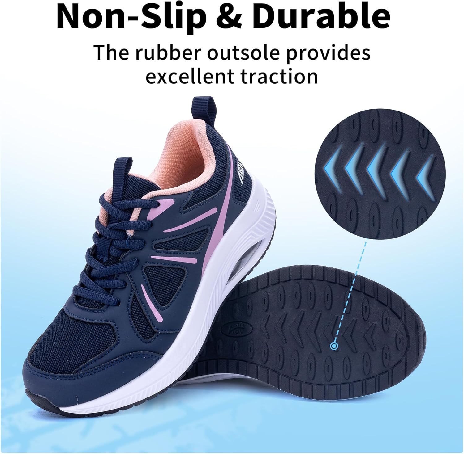Navy and Pink Size 9.5 AOV Women Arch Support Walking Shoes Orthotic Sneakers for Plantar Fasciitis Foot and Heel Pain Relief Tennis Shoes